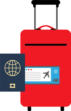 Equipaje de viaje y pasaporte  Ilustración