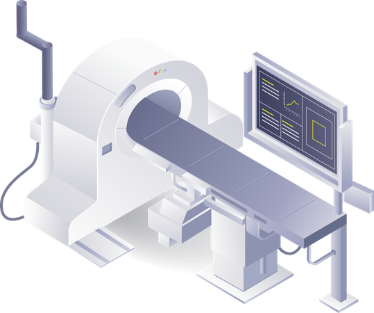 Equipamento médico tomografia computadorizada paciente  Ilustração