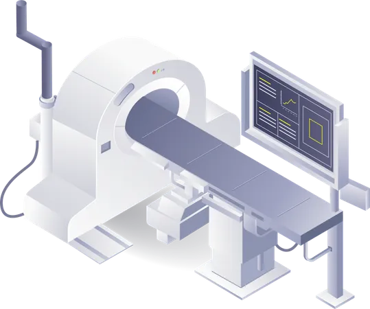 Equipamento médico tomografia computadorizada paciente  Ilustração