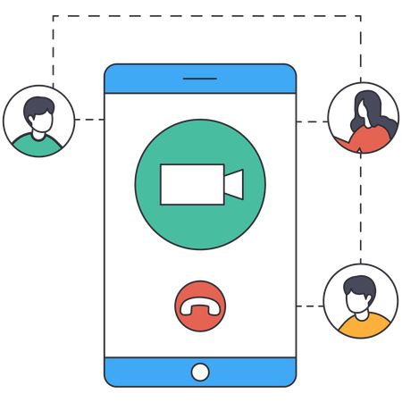 Équipe commerciale organisant des réunions en ligne  Illustration