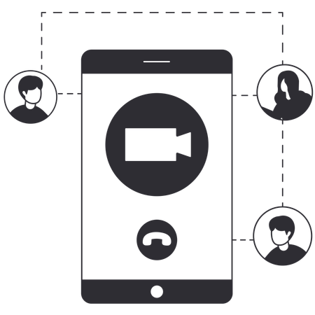 Équipe commerciale organisant des réunions en ligne  Illustration