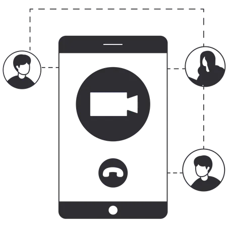 Équipe commerciale organisant des réunions en ligne  Illustration