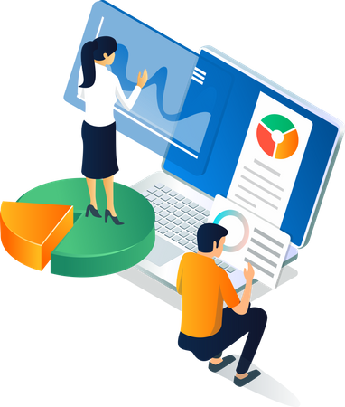 Équipe commerciale effectuant une analyse  Illustration