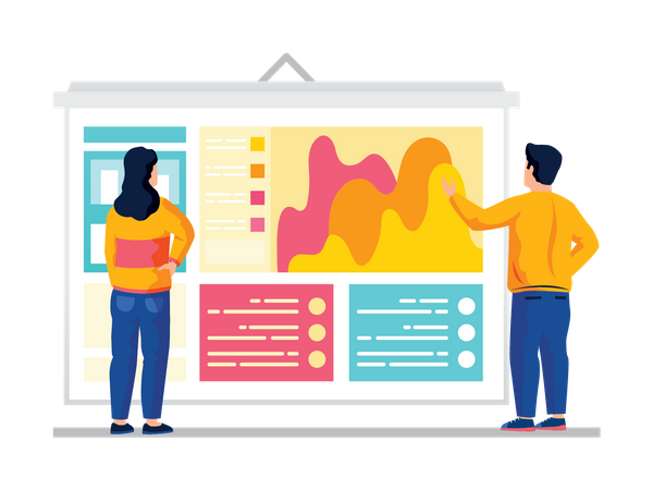 Équipe commerciale effectuant une analyse  Illustration