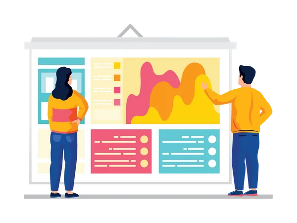 Équipe commerciale effectuant une analyse  Illustration