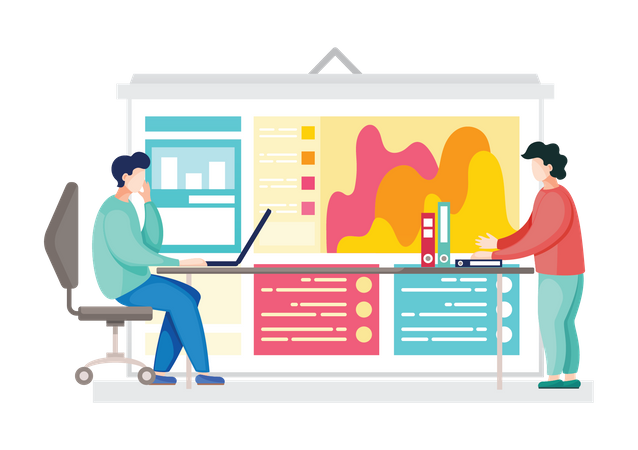 Équipe commerciale effectuant une analyse  Illustration