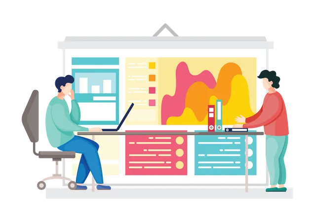 Équipe commerciale effectuant une analyse  Illustration