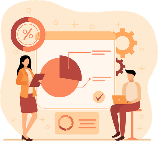 Équipe commerciale effectuant une analyse  Illustration