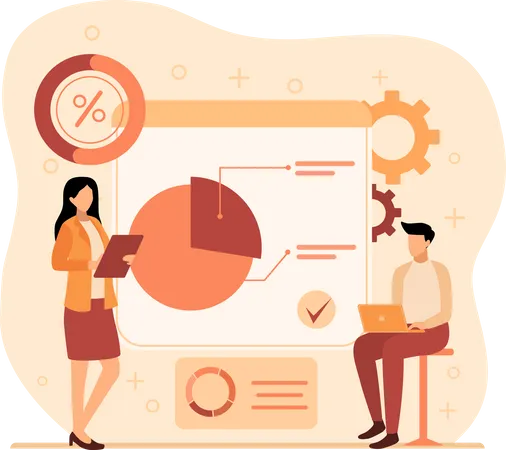 Équipe commerciale effectuant une analyse  Illustration