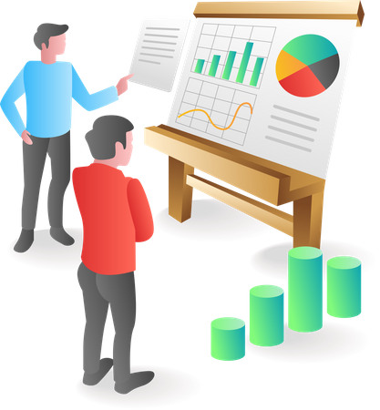 Equipe analisando dados de negócios  Ilustração