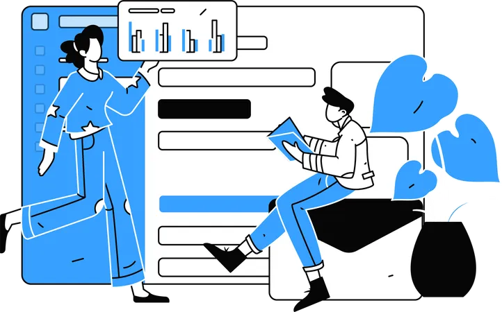 Équipe analysant les données  Illustration