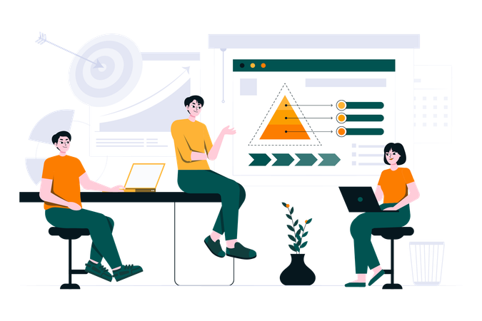 Équipe analysant les données  Illustration