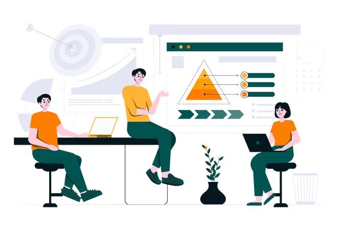 Équipe analysant les données  Illustration