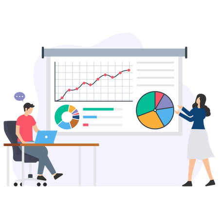 Équipe analysant les dossiers de l'entreprise  Illustration