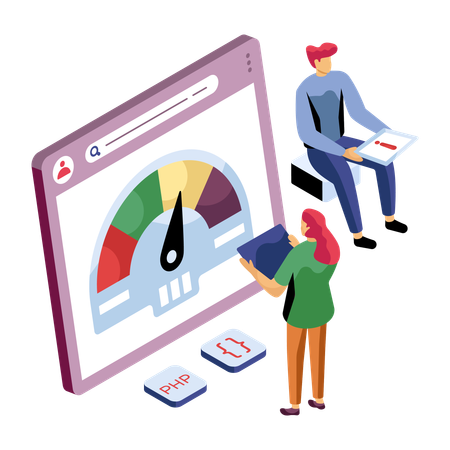 Équipe analysant les performances des stagiaires  Illustration