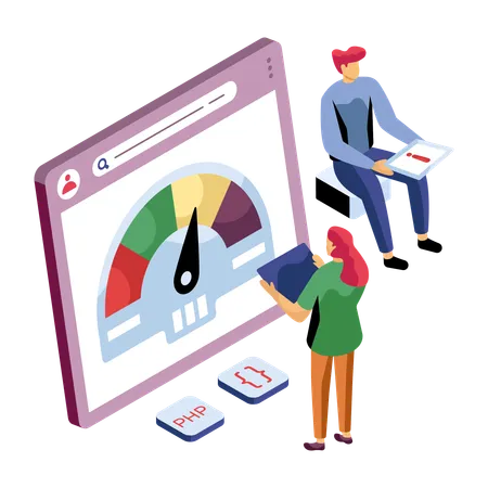 Équipe analysant les performances des stagiaires  Illustration