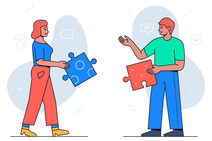 Équipe avec des solutions d'affaires  Illustration