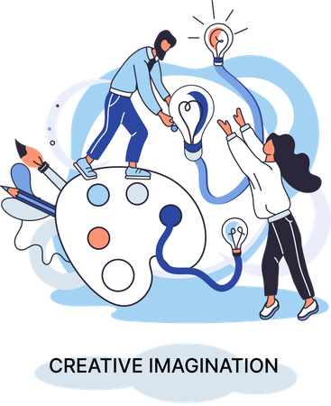 Équipe avec innovation mentale  Illustration