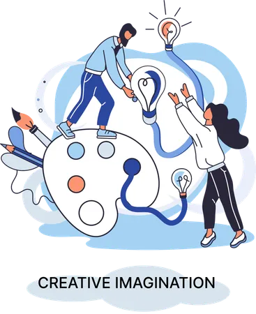 Équipe avec innovation mentale  Illustration