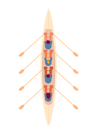 Esporte de caiaque em equipe  Ilustração