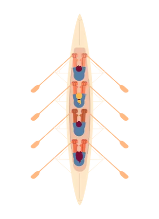 Esporte de caiaque em equipe  Ilustração