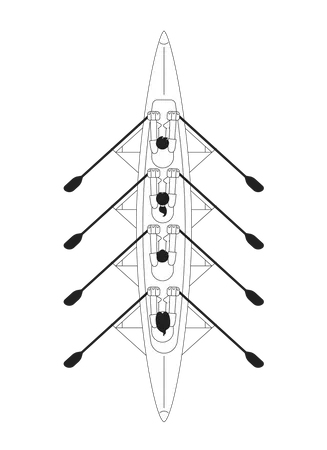 Esporte de caiaque em equipe  Ilustração