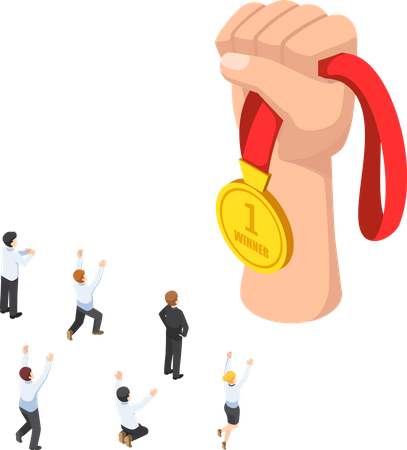 Équipe commerciale célébrant la victoire  Illustration