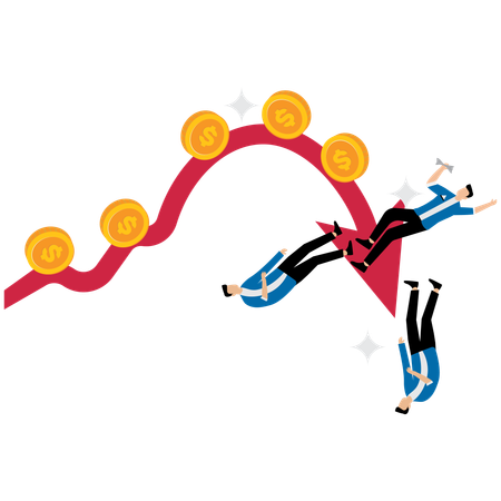 L'équipe commerciale fait face à une perte financière en raison du marché boursier  Illustration