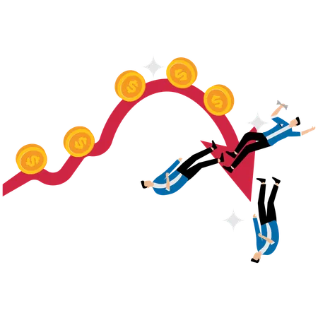 L'équipe commerciale fait face à une perte financière en raison du marché boursier  Illustration