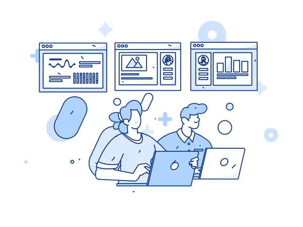 Équipe commerciale effectuant une analyse de données  Illustration