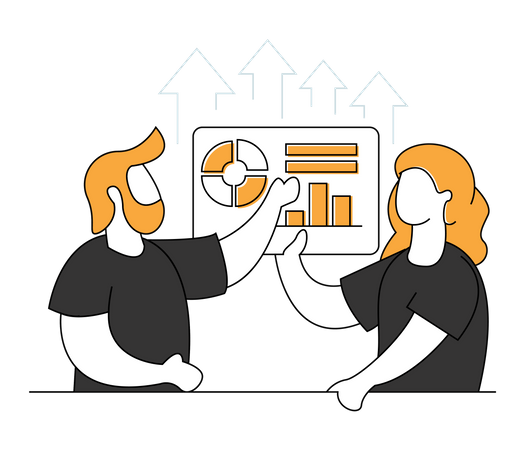 Équipe commerciale effectuant une analyse de données  Illustration