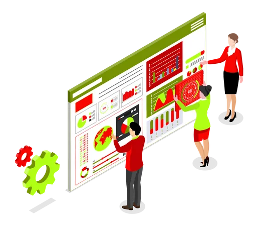 Équipe commerciale effectuant une analyse de données  Illustration