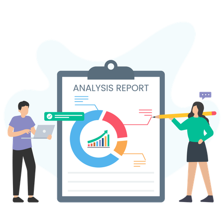 Équipe commerciale effectuant une analyse financière  Illustration