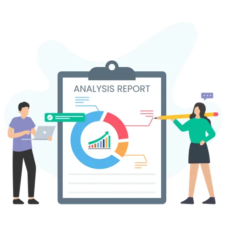 Équipe commerciale effectuant une analyse financière  Illustration