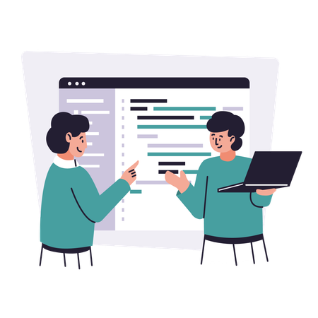 Équipe commerciale effectuant une revue de code  Illustration