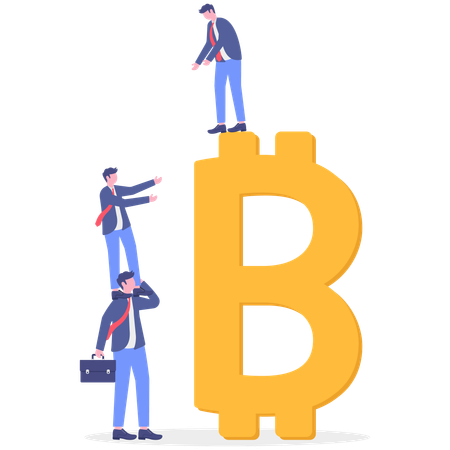 Une équipe commerciale investit de l'argent dans le bitcoin  Illustration