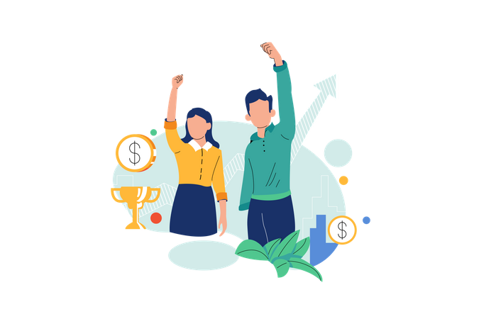 Équipe commerciale prospère  Illustration