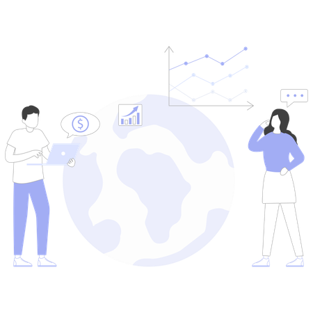 Équipe commerciale effectuant des rapports de projet  Illustration