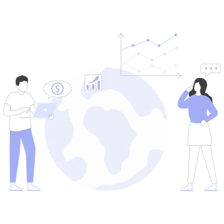 Équipe commerciale effectuant des rapports de projet  Illustration