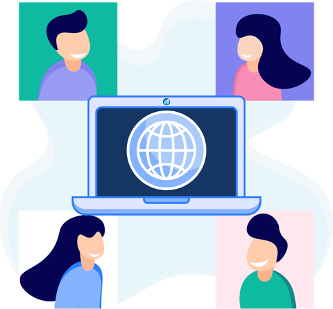 L'équipe commerciale se joint à une conférence en ligne  Illustration