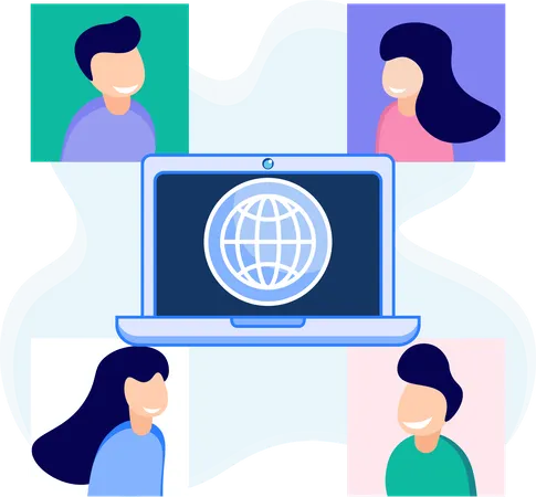 L'équipe commerciale se joint à une conférence en ligne  Illustration