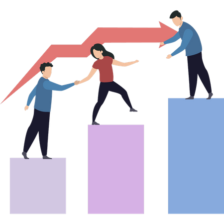 Équipe commerciale se soutenant mutuellement  Illustration