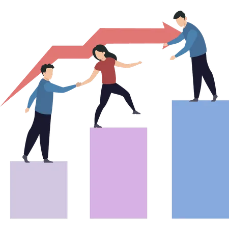 Équipe commerciale se soutenant mutuellement  Illustration