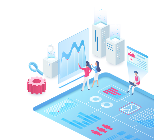 Équipe commerciale travaillant sur l'analyse commerciale  Illustration