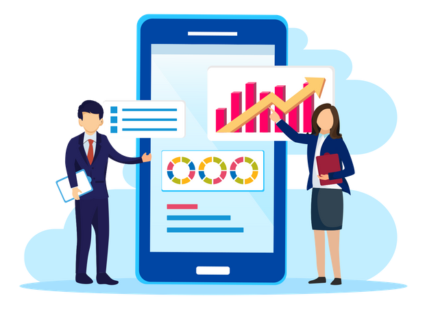 Équipe commerciale travaillant sur l'analyse commerciale  Illustration