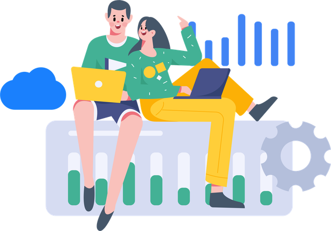 Équipe commerciale travaillant sur l'analyse  Illustration