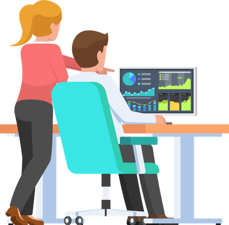 Équipe commerciale travaillant sur l'analyse  Illustration