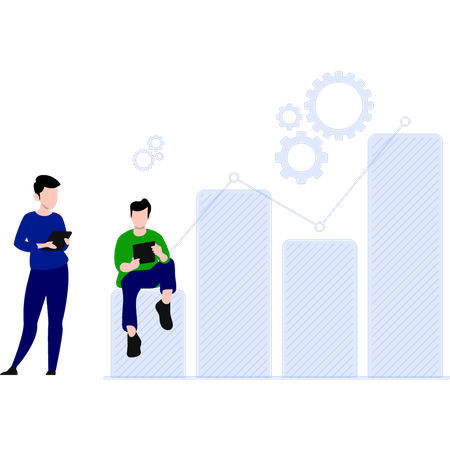 Équipe commerciale travaillant sur l'analyse  Illustration