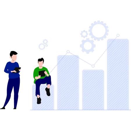 Équipe commerciale travaillant sur l'analyse  Illustration