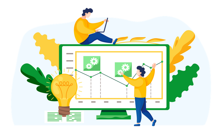 Équipe commerciale travaillant sur l'analyse  Illustration